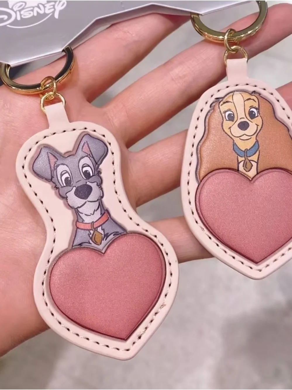 Disney Lady & Tramp Heart Dog Keychain set